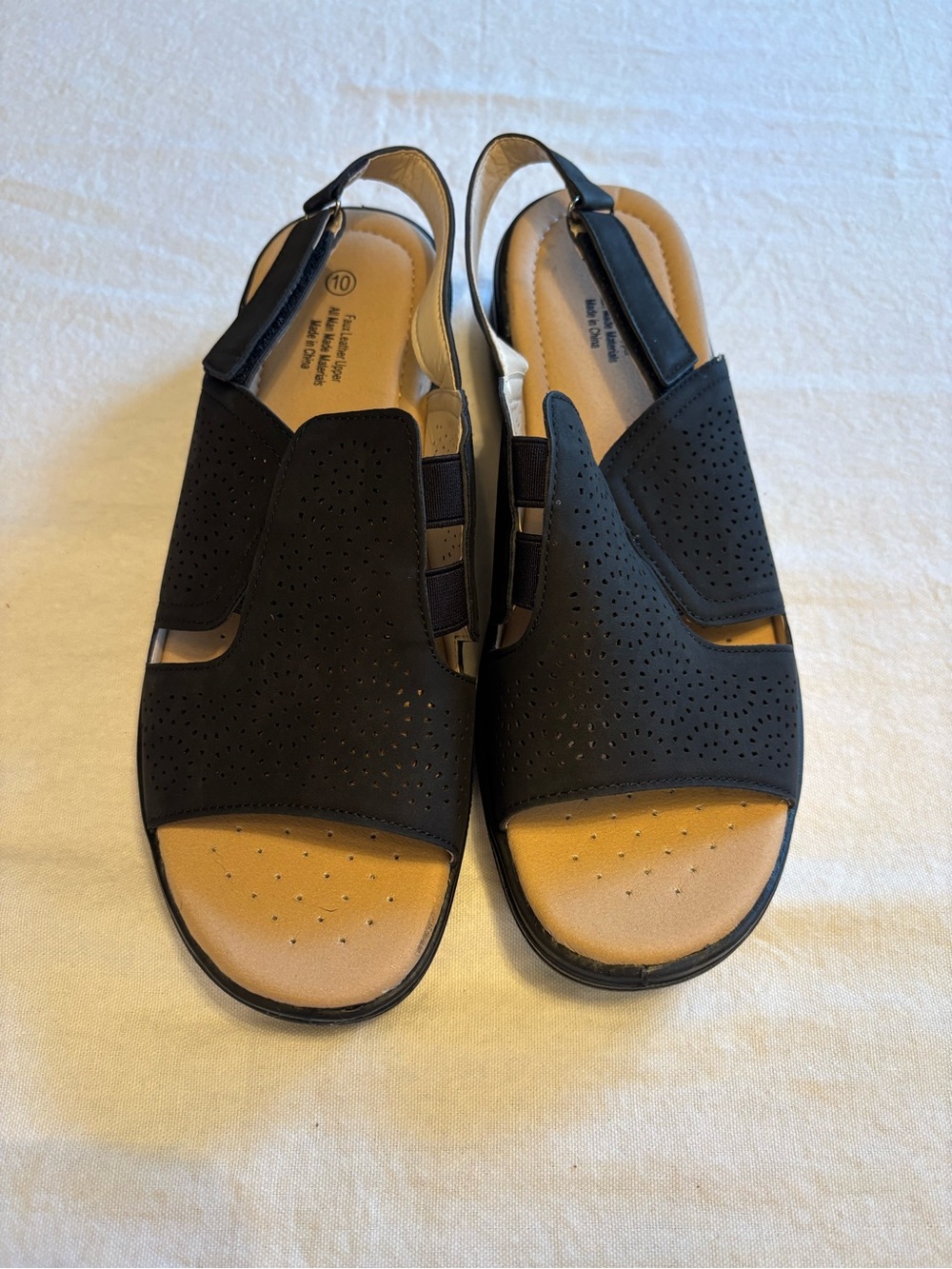 Perforated Black Slingback Comfort Sandals - Women's Breathable Style